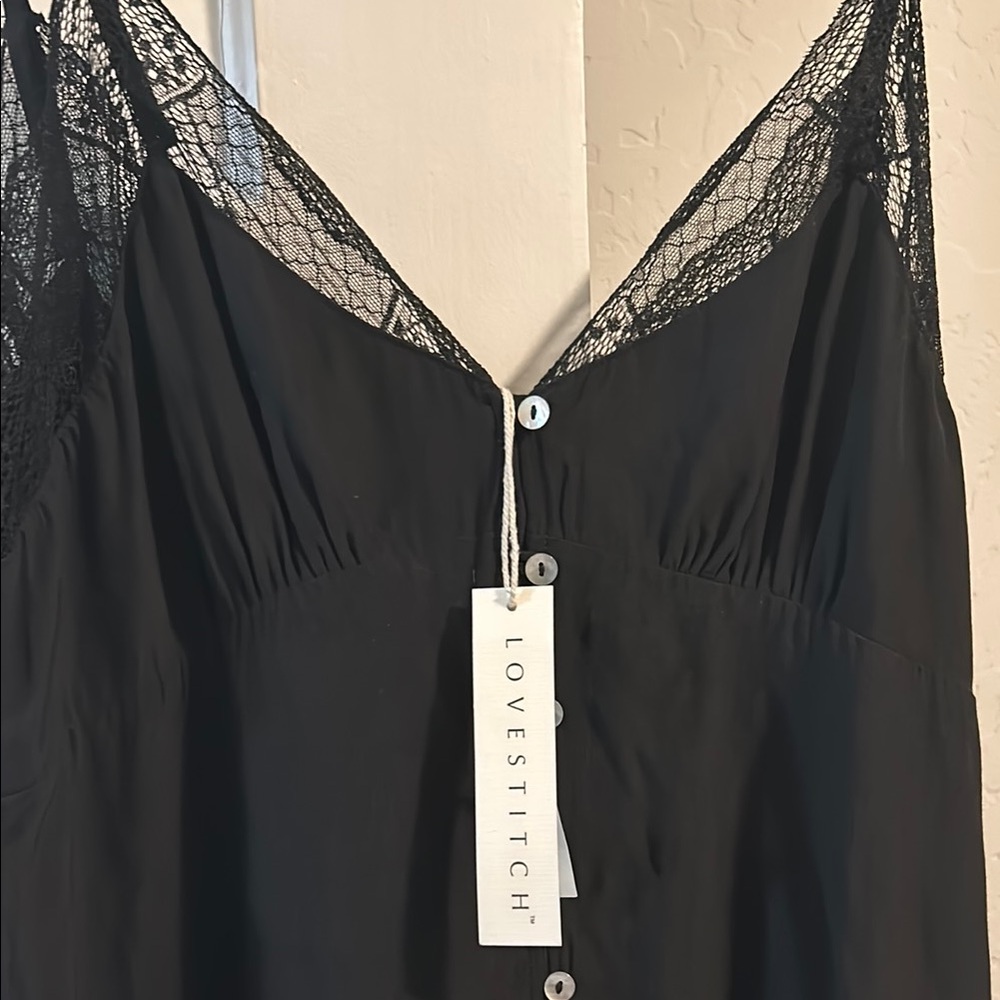 Black Lace Trim Maxi Dress - Picture 2 of 8